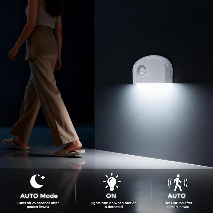 4 Pack Rechargeable Motion Sensor Stair Lights Indoor, Motion Activated Night Light Led Battery Powered Portable Automatic Wireless Stick On Lamp for Step Hallway Closet Under Cabinet