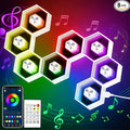 Hexagon LED Lights - 8 Pack Smart APP RGB Gaming LED Light with Remote Control & Music Sync Honeycomb Shape Hexagon Wall Lights for Bedroom, Living Room Wall, Gaming Decor