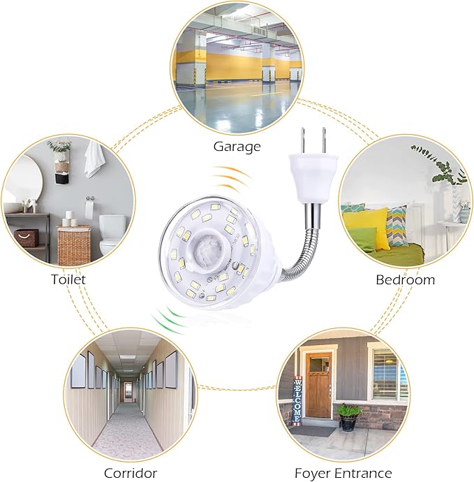 Yahenda 3 Pack Motion Activated LED Night Light Plug in Smart Dusk Dawn Sensor Light PIR Infrared Sensor Motion Detector Lamp Flexible Rotating for Hallway Stairway Garage Basement(Cool White)