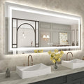 WTTY LED Bathroom Mirror 60"x28" with Back and Front Light,Modern LED Mirror for Bathroom,Stepless Dimmable Lighted Bathroom Vanity Mirror with Anti-Fog,Memory Function,Shatter-Proof