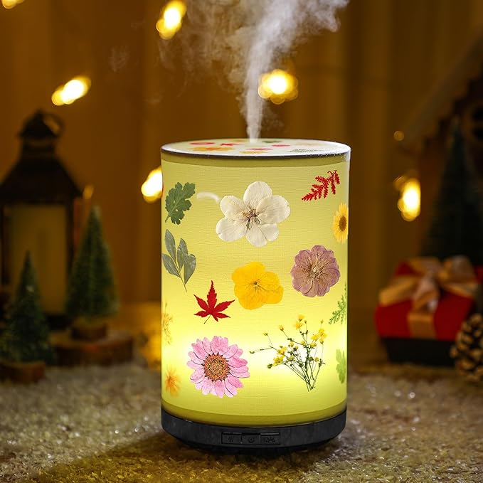 Essential Oil Diffuser Flower Humidifiers Lamp, 250ml 7-Color LED Aromatherapy Diffuser with 3 Mist Modes Auto-Off Floral Night Light Gift for Women Mom Home Office Desk Decor