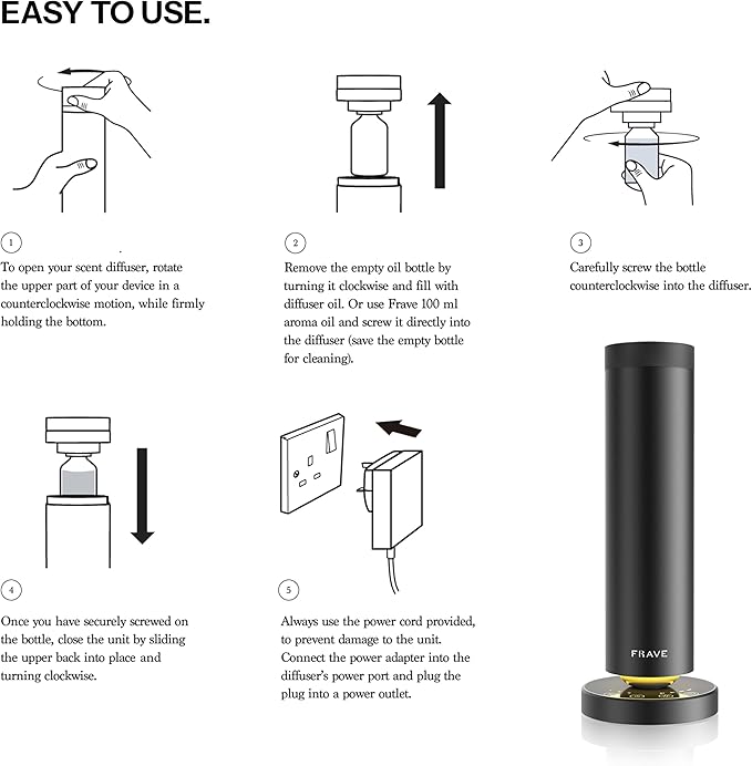 Tower Waterless Scent Diffuser & Oil Kit, 2000 Sqft Coverage, Hotel Diffuser with Bliss & Santal Aroma Oil for Large Room, Home Office, Hotel, Remote & App Control Cold Air Machine, Onyx