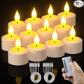 PChero 12 Pack Rechargeable Flameless Candles with Remote Timer, Battery Operated Tea Lights Candles,LED Flickering Tealights Candles for Home Wedding Halloween Fall Christmas Decor
