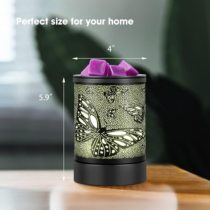 Fragrance Wax Melts Warmer with 7 Colors LED Changing Light Scent Oil Candle Warmer for Home Office-ButterflyTimer