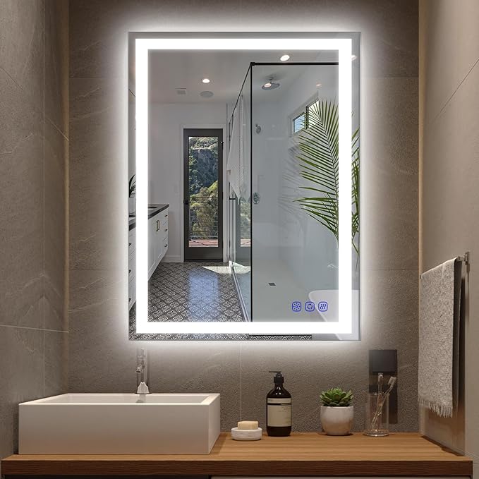 36"x24" LED Bathroom Mirror with Lights – Front & Backlit Vanity Mirror, Stepless Dimmable, Adjustable Warm White/Natural/Daylight, Anti-Fog, Shatterproof, Memory Function