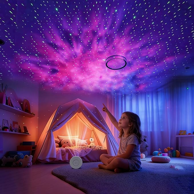 Galaxy Projector, Star Projector for Bedroom Full Ceiling Projected, Smart Control,Timer, Silent LED Night Light for Kids Adults Game Room Party Home Decor (Green Stars)