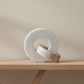 Home Decor and Bathroom Decor Marble Double Ring - Modern Shelf Sculpture and Office Accents for Room Styling - Coffee Table Ornaments and Living Room Decor Statues Design - 6", White & Beige