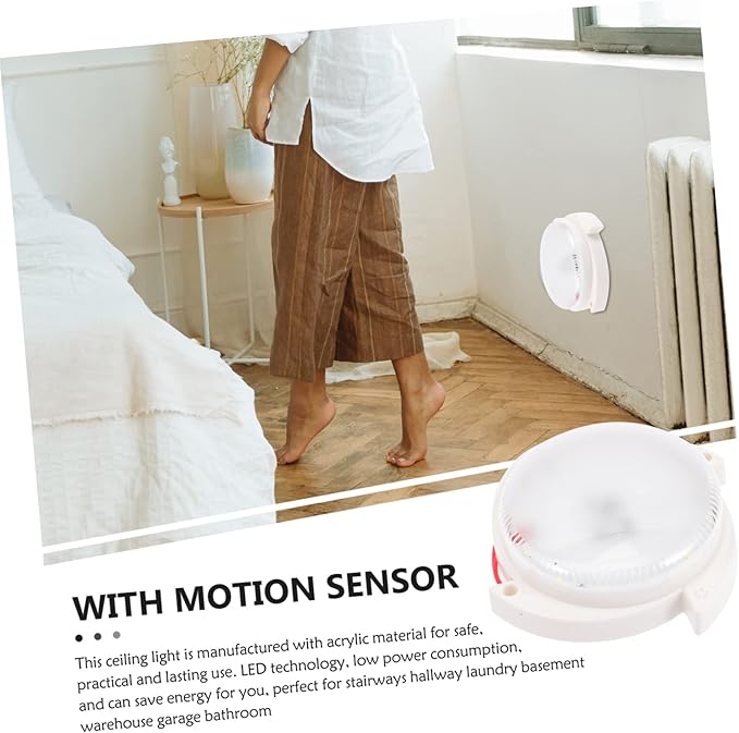 UPKOCH Motion Sensor Led Ceiling Light Flush Mount Smart Night Light for Hallway Office Home Acrylic Material Easy Install