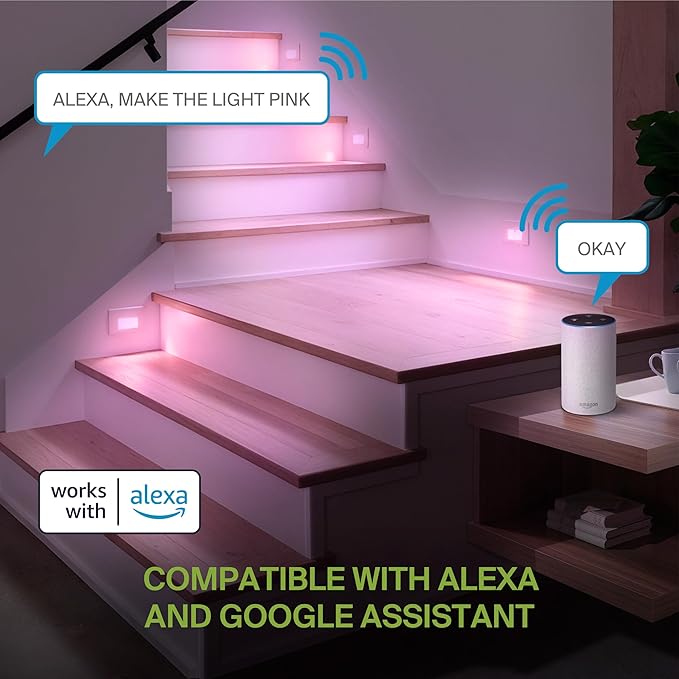 ASD LED Recessed Step Light Fixture, Outdoor & Indoor Stair Tread Lighting | RGBW, Smart, Waterproof, ETL Listed | 3W 60LM RGB-2700K-6500K 120V | Staircase Hardwired Illumination | White, 6 Pack