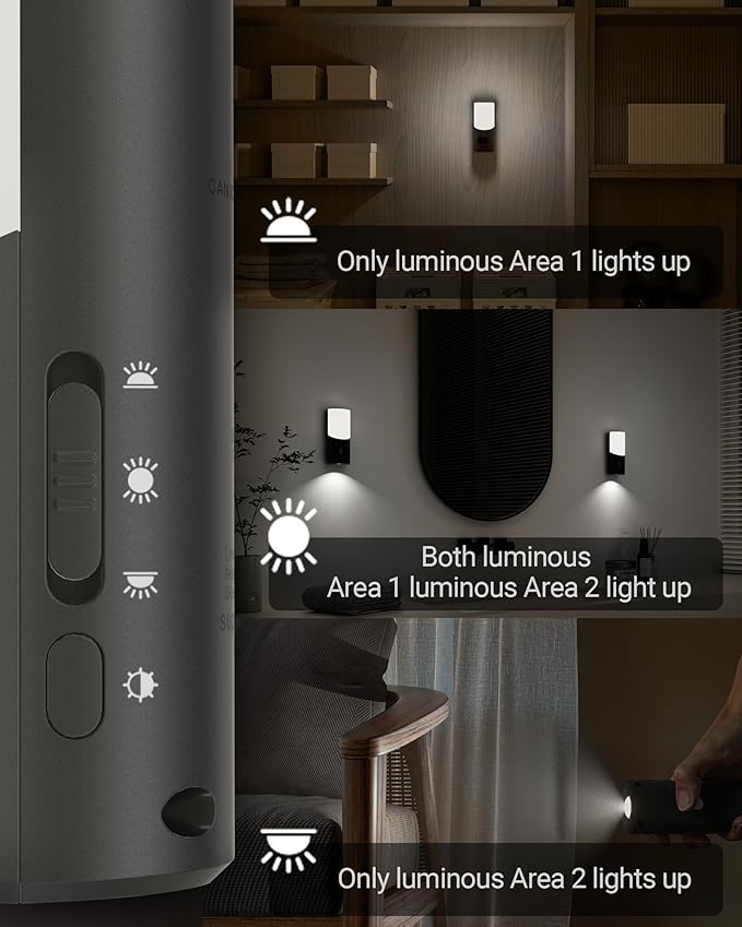 Lyridz Rechargeable Battery Night Light with Motion Sensor, LED Stick-on Dimmable Night Light Indoor for Wall, Bathroom, Bedroom, Stairs, Hallway, Kitchen, Toilet, Cabinet, 2-Pack