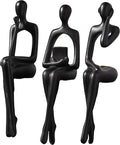 XINXUAN Black Statue Home Decor - Modern Bookshelf & Desk Decor - 3 Piece Set