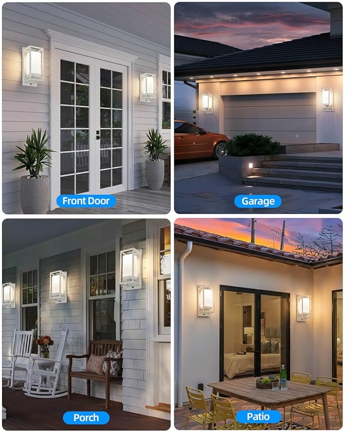 RAYVO Modern Outdoor Wall Light with Dusk to Dawn Sensor, Waterproof Exterior Lighting Fixtures with E26 Base, 3000K LED Bulb Included, Outdoor Sconce Lights for Porch Garage Entryway