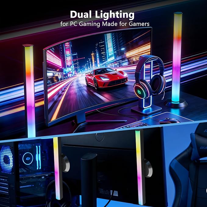 DAYBETTER Gaming Light Bars, Smart LED Light Bars with Music and Scene Modes, RGB+ICW Light Bars with Multiple Placement Options, Color Changing Light Bar for Gaming Monitor, TV, Desk, Room Decor