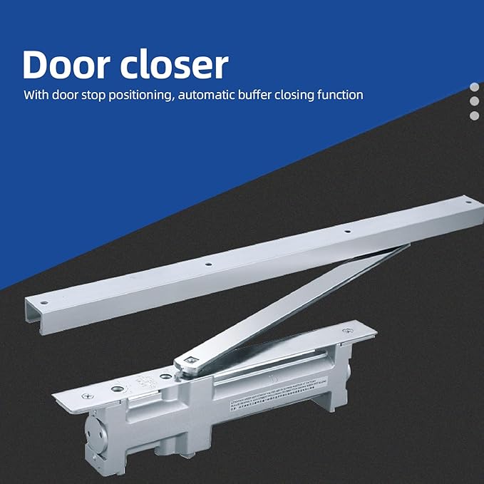 GOTOTOP Automatic Door Closer Hydraulic Commercial Grade Closer Adjustable Spring 2-Stage Speed for 40-65kg Doors up to 1100mm with Aluminum Alloy Construction