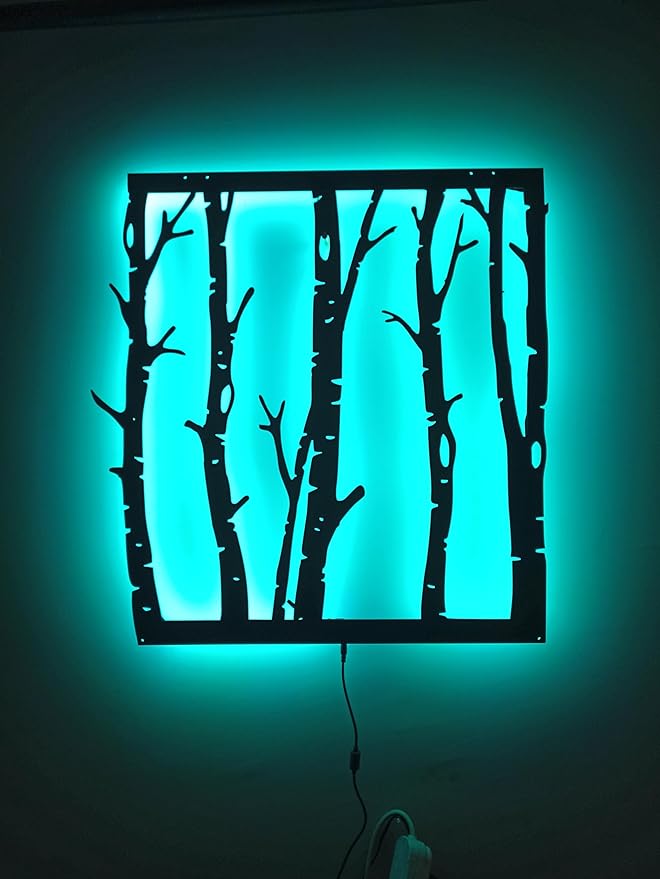 Led Tree Branch Lights For Wall, Tree Branches Metal Wall Art With Rgb Color Changing Led, Metal Wall Decor, Tree Branches Rgb Light Sign, Tree Neon Light Sign, Tree Wall Sign, 6 inches