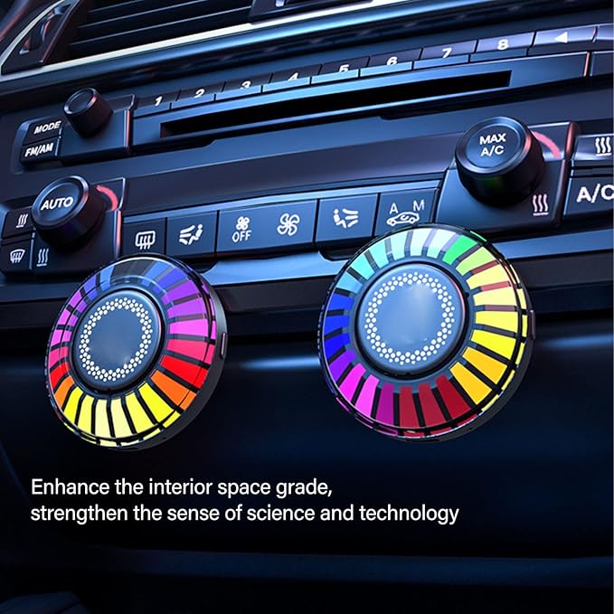 Interior Car Lights, 2PCS Magnetic RGB Rhythm Ambient Lamp, 32 Bits Color Changing, App Control, Music LED Rhythm Light for Car Home