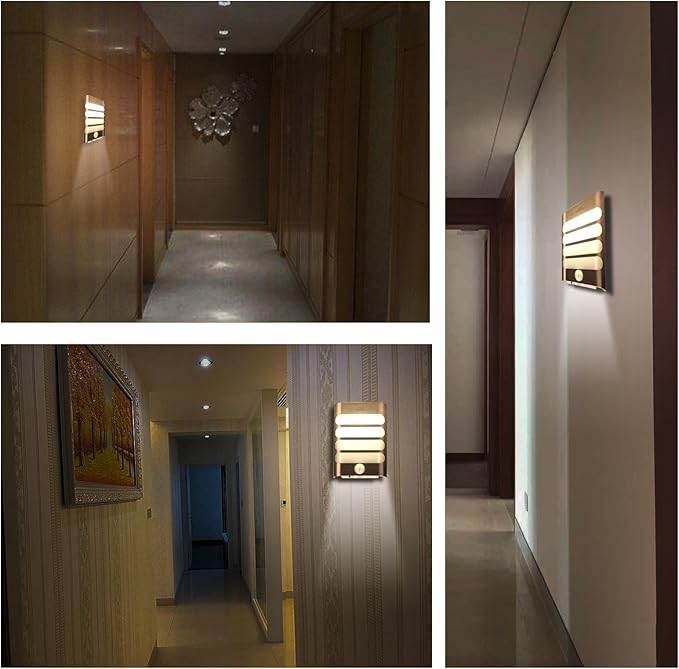 Leadleds Motion Sensor Wall Sconces Rechargeable, 2-Pack Wireless LED Wall Lights Luxury Aluminum Case Stick Anywhere Auto On/Off Night Light for Bedroom Porch Hallway Stairway