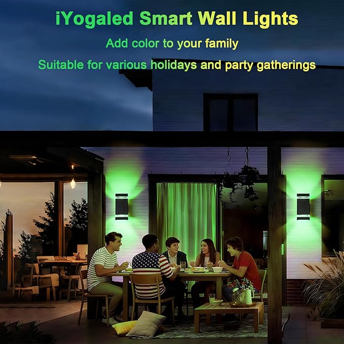 Smart Wall Light, RGB Outdoor Light Fixture with Mi.Light Remote Control, Warm White and RGB-CCT 1000lm Color Changing Outdoor Wall Lights with Smart Light Bulb GU10 (2 Pack)