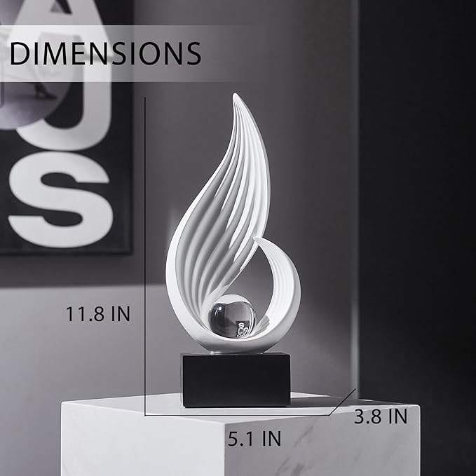 FJS Home Decor Modern White Statue Living Room Decor, Resin Shelf Decor Accents, Abstract Art Sculptures Decorations for Bookshelf Dining Room Office Coffee Table TV Stand