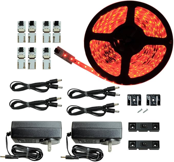 Inspired LED - Light Strip - Cut and Connect Kit - Super Bright RED - 39.5 ft / 12M - Strip Lighting LED - Dimmable led
