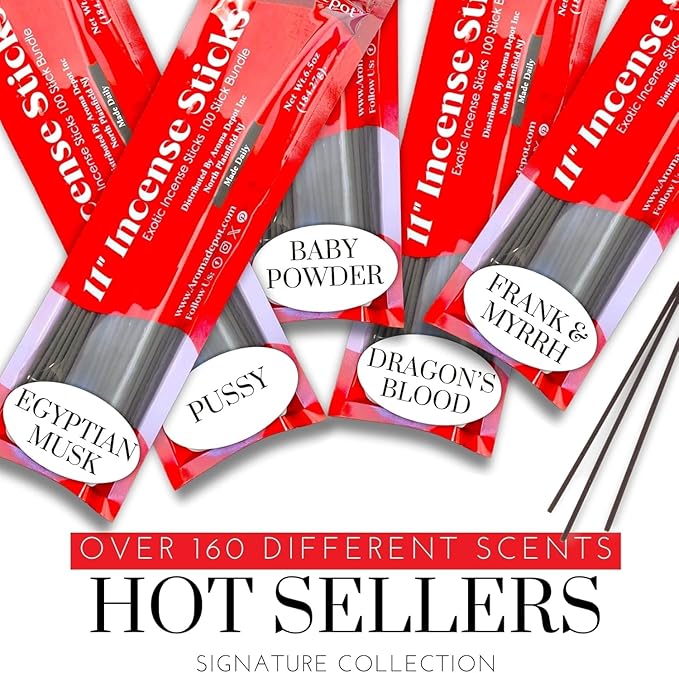 Wildberry Most Exotic 11'' Incense Sticks. Approx. 85 to 100 Sticks Per Bundle, Each Natural Stick Burns for 45 mins to 1 Hour Each. Long Lasting. Guarantee 100% Pure
