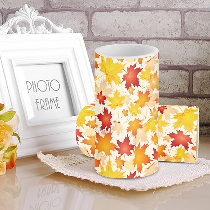 Maple Leaf Flameless Candles with Remote and Timer LED Candles Flickering Battery Operated Fake Candle for Fall Home Thanksgiving Bedroom Living Room Dining Room Table Decor Set of 2