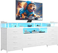 BTHFST 12 Drawers TV Stand Dresser for 65/70 inch TV, Entertainment Center with LED Lights & Power Outlets, 63" Large LED TV Stand, TV Console for Bedroom
