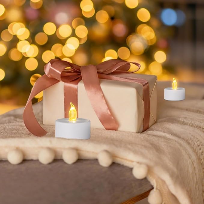 LED Tea Light Flameless Candles with Remote Control Flickering Tealight Long Lasting, Battery Operated with Timer for Halloween Home Decoration Seasonal &Festival Celebration WarmYellow (12pcs)