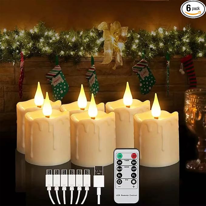 Flickering Flameless LED Candle Light with Remote Control, Rechargeable Battery, 4/6H Timer, Waterproof Design Tealight for Wedding, Christmas, Party Decor (5-8m Range)