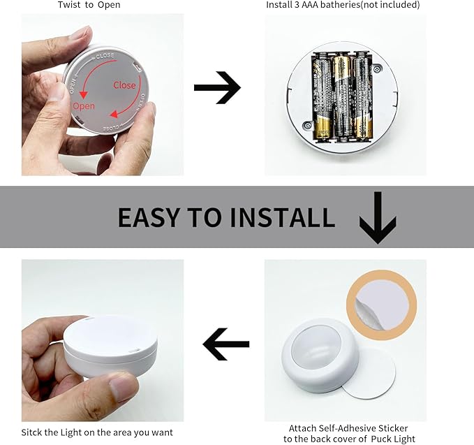 LED Puck Lights with Remote Control,Wireless Under Cabinet Lighting Battery Operated, Dimmable Timing Function Push Lights for Kitchen Cabinets, Christmas, Bedrooms (2.36*2.36*1.04 in)