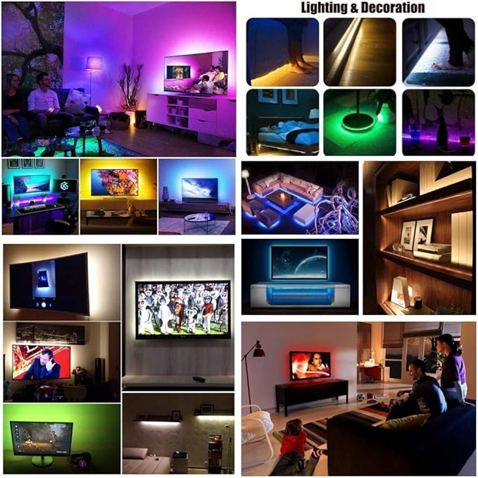 LED Strip Lights RGB Color Changing USB Powered with Remote Control,Smart TV Backlight for TV Behind Product Displays, Under Counter Lighting Decor Home Décor