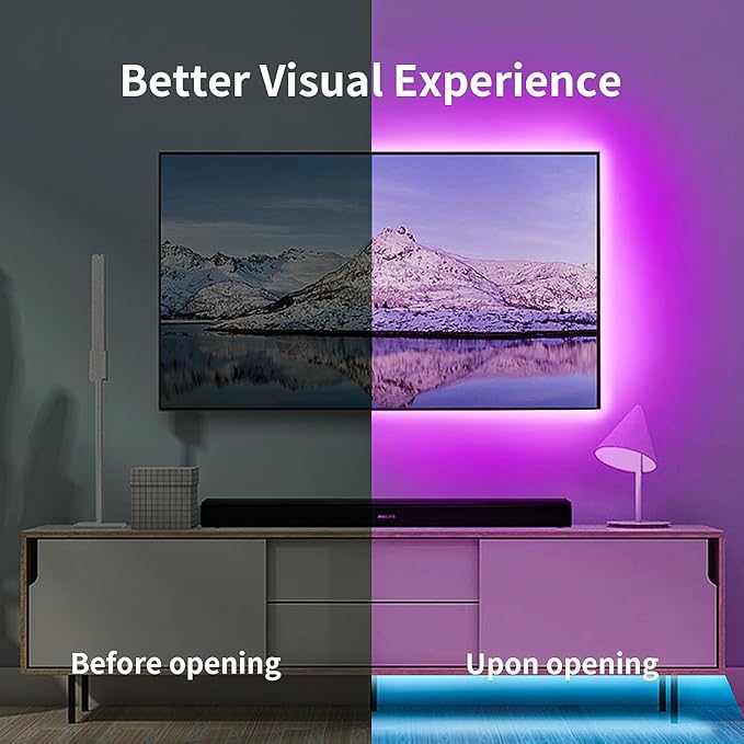 KSIPZE LED Lights for TV, 13ft TV led Backlight for 32-65Inch TVs RGB TV Backlight Behind Music Sync Smart APP & Button Control TV LED Strip Lights USB Powered for Bedroom/Gaming