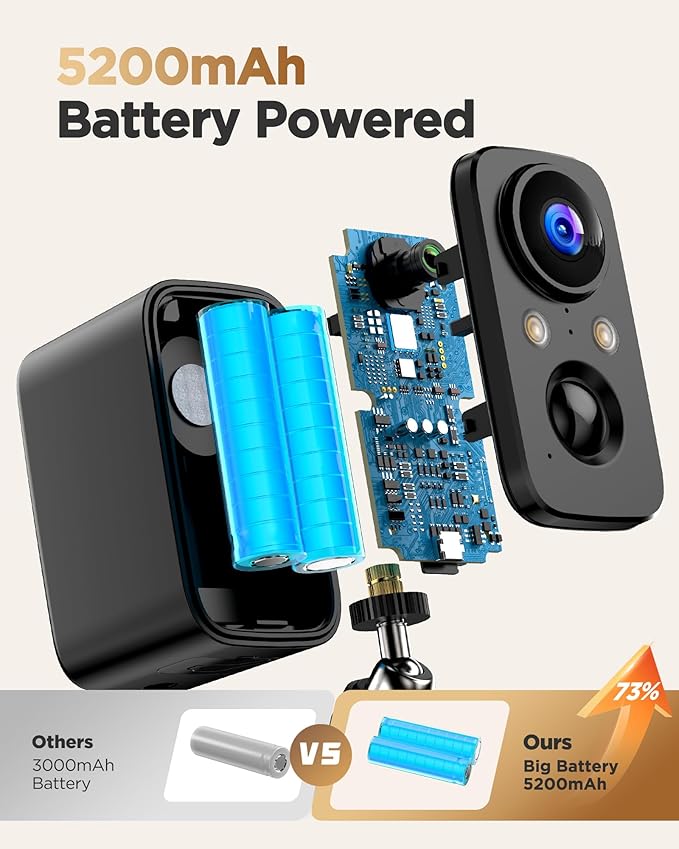 Security Cameras Wireless Outdoor Battery: 2K WiFi Camera Indoor for Home Security System - Video Surveillance Equipment Waterproof - 5G Not Supported