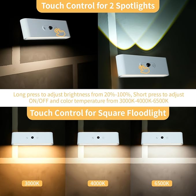 Motion Sensor Wall Light Indoor, Battery Operated Wall Sconces, 7.4-Inch Rechargeable LED Night Light for Bedroom, Living Loom Wall Decor for Home, Wireless Picture Lights, Bedside Book Reading Light