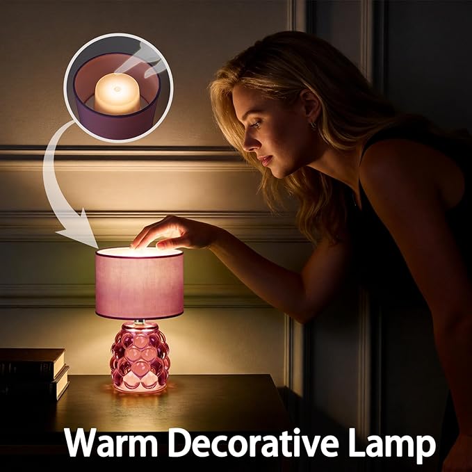MJ PREMIER Rechargeable Table Lamp Dimmable Purple Cordless Lamps with 3 Color Wireless Portable Battery Operated LED Desk Lamp with USB-C for Bedroom, Nightstand, Office, Emergency Light
