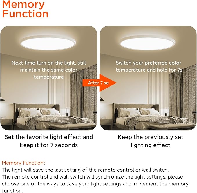 TALOYA Flush Mount Ceiling Light with Remote,3000K-6500K Adjustable,2000K Nightlight,18 Inch, Led Low Profile Ceiling Lights for Bedroom, Living Room, Kitchen, White