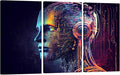 Large Canvas Wall Art AI Futuristic Technology Picture Posters for Home Wall Decor, AI Pictures Print on Canvas Wall Art for Bedroom Office Wall Decor Framed and Stretched Ready to Hang 20x40inchx3