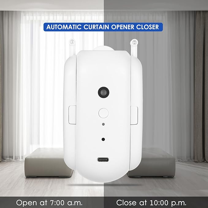 Wireless Automatic Curtain Motor for Track and Rod Systems - Smart Home Automation Device with Bluetooth Connectivity and Integrated Sensors - 4000mAh Rechargeable Battery (U-rail Type Pack of 2)