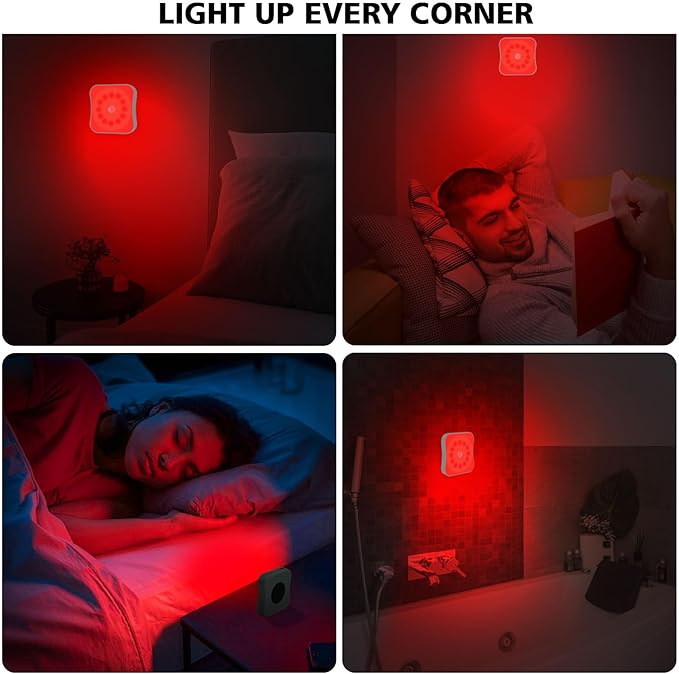 Red Light Night Lights Motion Sensor Red Lights Rechargeable RedLight Magnetic 670 nm Red Light for Sleep Therapy, Bathroom, Bedroom, Stair, Hallway, Travel, Kids Room, 4 Pack