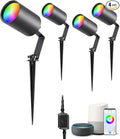 EDISHINE 50FT Christmas Smart Low Voltage Landscape Spotlights, 300LM RGBW Color Changing Landscpae Lighting, APP Control Alexa & Google Home, IP67 Waterproof Outdoor Spot Lights for Yard Garden