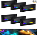 Outdoor Step Lights, 5W 12V Landscape LED RGB Color Changing Outdoor Low Voltage Deck Step Stair Lights Wired for Railing Fence Retaining Wall Christmas Decorations, Heavy Duty, Black, 6PK