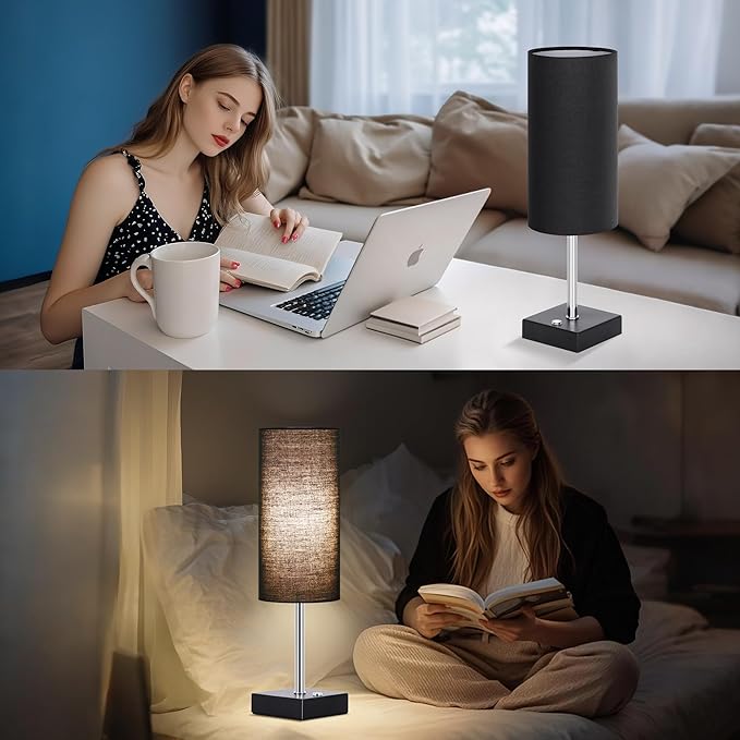 AVV Cordless Table Lamp with Dimmable, Rechargeable 3 Modes Battery Powered Bedside Lamp, Battery Operated Lamps for Night Stand, Touch Lamp for Bedroom, Living Room, Reading Room, 15 Inch Black