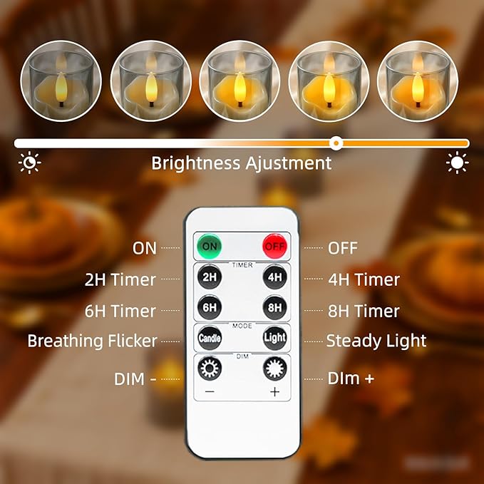 Rechargeable Gray Acrylic Flameless Tea Light 1.7"x2.5" with Remote Control & Timer, Flickering Warm White LED Votive Candles for Home, Wedding, Holiday Decor (Pack of 6)