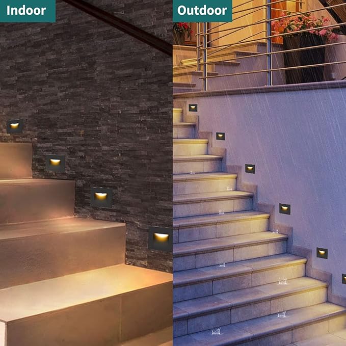 kadision 120V Dimmable LED Step Lights, 3000K/4000K/5000K Selectable, 3.5W 175lm Indoor Outdoor Stair Lights, Aluminum ORB Finish, 4 Pack