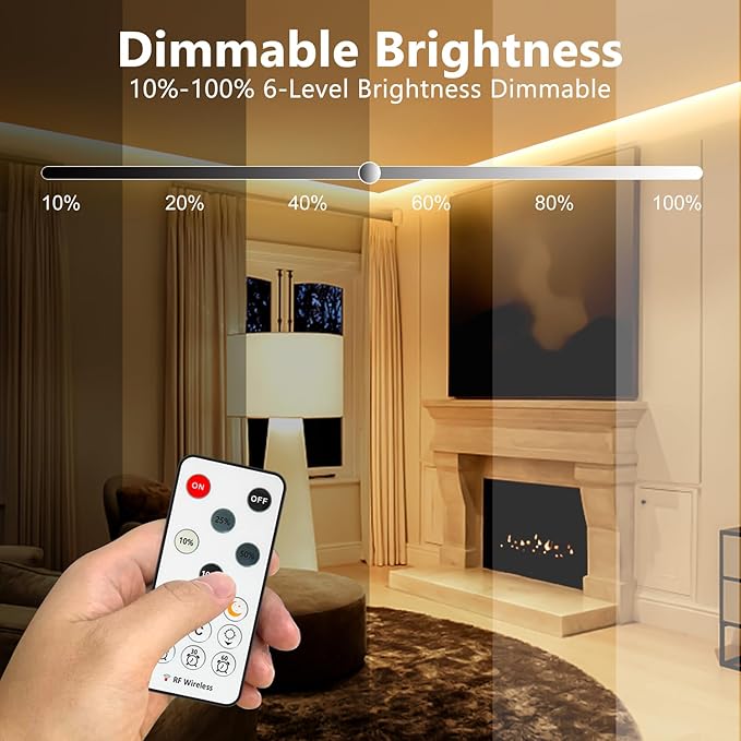 65.6ft COB LED Strip Light with Remote, 3000K Dimmable Bright Warm White Led Lights Strip, Flexible DC24V Led Tape Light for Bedroom, Kitchen, DIY Lighting (2 Rolls of 32.8ft)