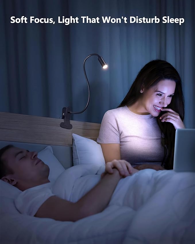 JHD Led Desk Lamp with Clamp - 10 Brightness Levels, 12" Flexible Gooseneck,Eye Protection USB Lamp - Suitable for Home Office, Reading, Bed Light,Quality Black Metal Clamp Light,Headboard Lamp