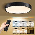 11 Inch Flush Mount Ceiling Light with Remote Control & Night Light, 5CCT Dimmable Ceiling Light Fixture, 20W 2000LM 2700K-6500K Adjustable LED Ceiling Lights for Bedroom Kitchen, Black