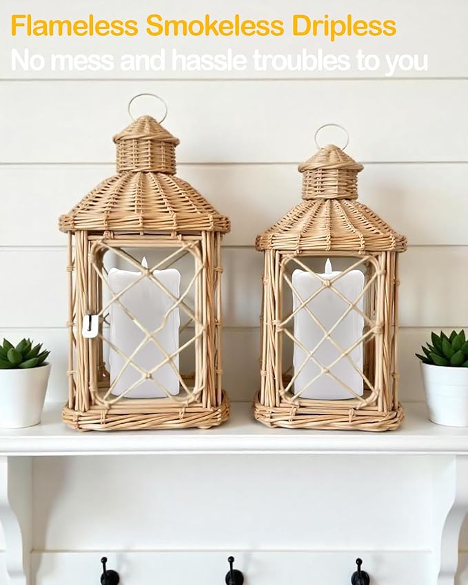 3"x6" White Flameless LED Candles - Remote Control & Timer, Set of 2 Large Real Wax Pillar Flickering Battery Candles for Table, Fireplace and Mantel Decor