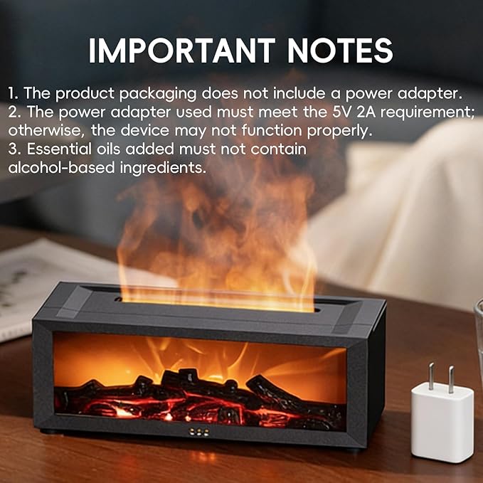 Essential Oil Diffuser, 7 Colors Fireplace Flame Fire Oil Diffuser, 150ml Ultrasonic Aromatherapy Humidifier, Scent Diffuser with Remote Control & Timer for Home,Bedroom,Office,Yoga (Black)