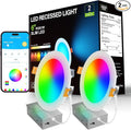 DAYBETTER WiFi 6-Inch Ultra-Thin Recessed Lights-RGBCW Color Changing & Tunable White (2700K–6500K) – Dimmable, Voice Control, Compatible with Alexa, Easy Installation, 2-Pack